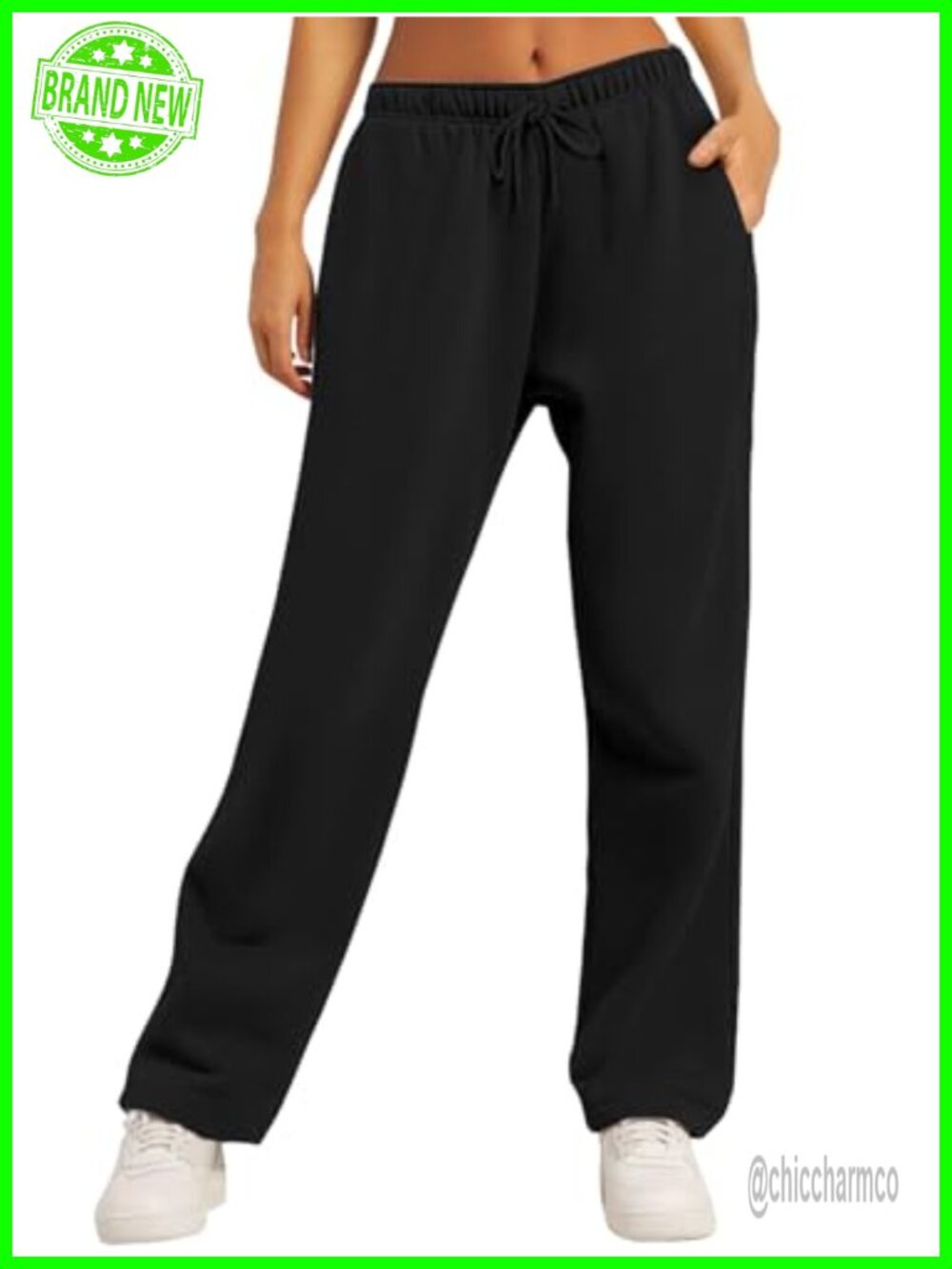 Fleece Lined Straight Leg Sweatpants High Rise Drawstring Lounge Pants